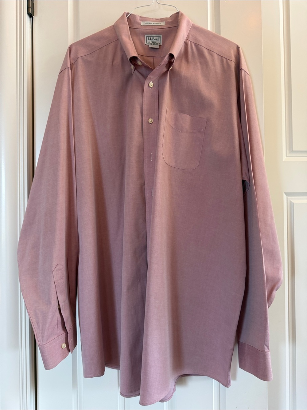 L.L. Bean Men's Long-Sleeve Button-Down Shirt in Dusty Rose